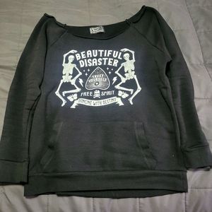 Beautiful Disaster dancing skull sweatshirt L